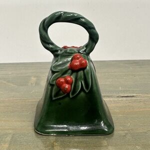 Green Lefton Holly & Berries Vintage Japan MCM Christmas Ornament Bell Sticker